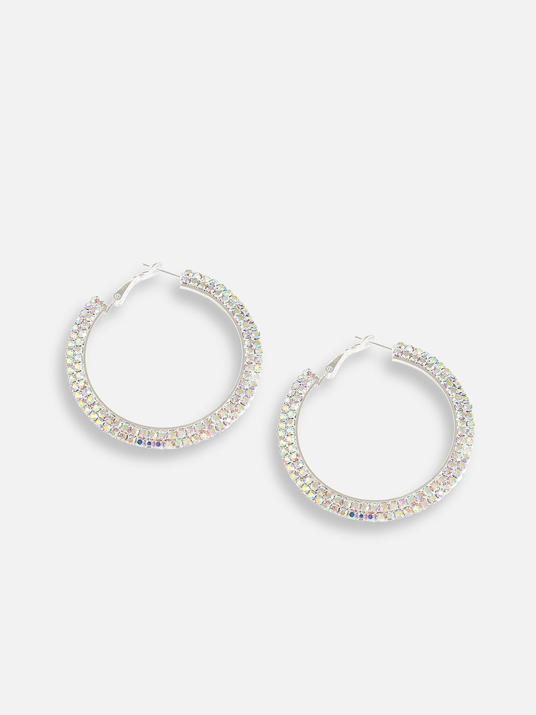 Silver Plated Designer Stone Party Hoop Earring For Women