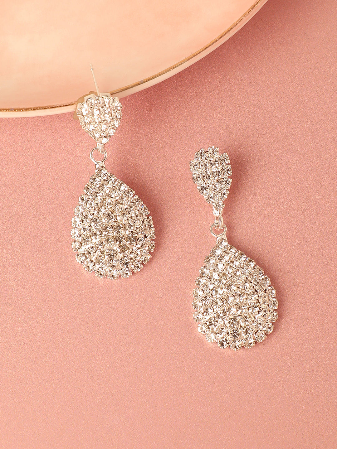 Silver Plated Designer Stone Party Drop Earring For Women