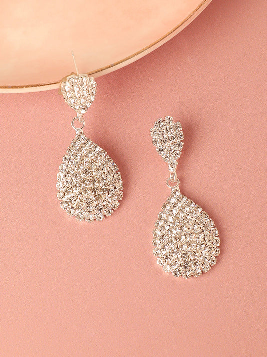 Silver Plated Designer Stone Party Drop Earring For Women