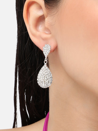 Silver Plated Designer Stone Party Drop Earring For Women