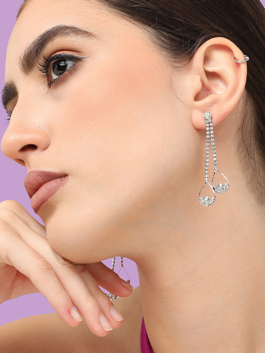 Silver Plated Designer Stone Party Drop Earring For Women