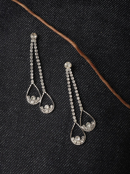 Silver Plated Designer Stone Party Drop Earring For Women