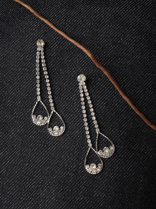 Silver Plated Designer Stone Party Drop Earring For Women