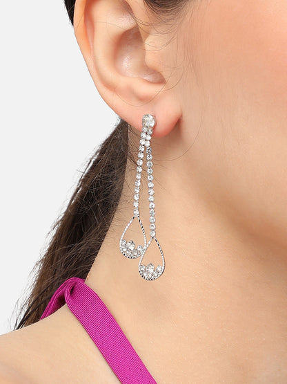 Silver Plated Designer Stone Party Drop Earring For Women