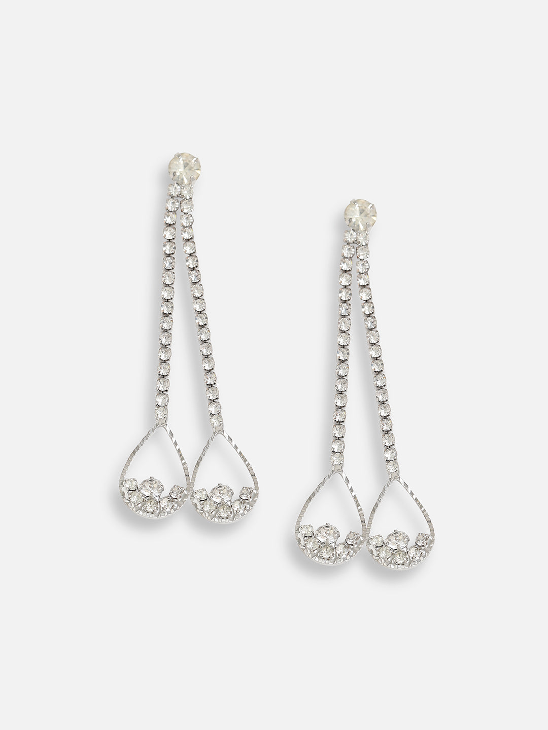 Silver Plated Designer Stone Party Drop Earring For Women