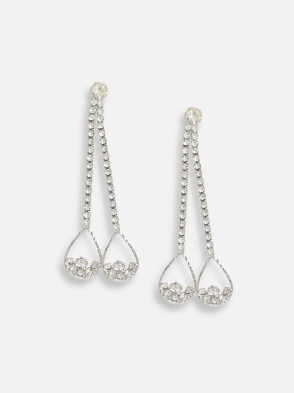 Silver Plated Designer Stone Party Drop Earring For Women