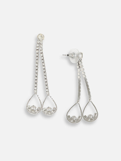 Silver Plated Designer Stone Party Drop Earring For Women