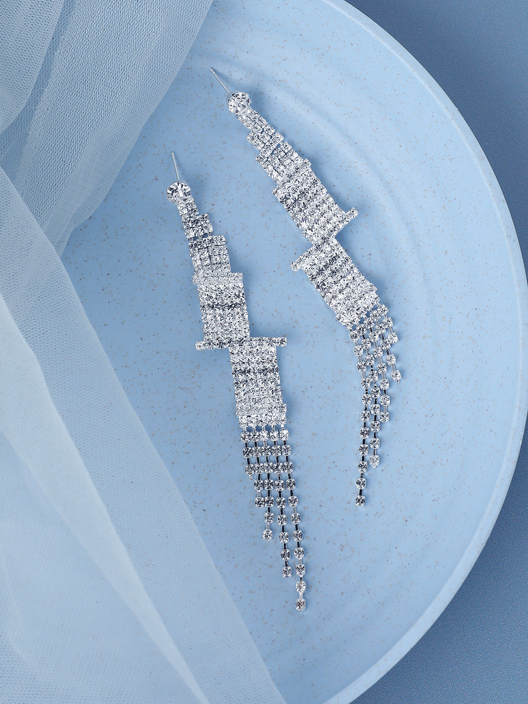 Silver Plated Designer Stone Party Drop Earring For Women