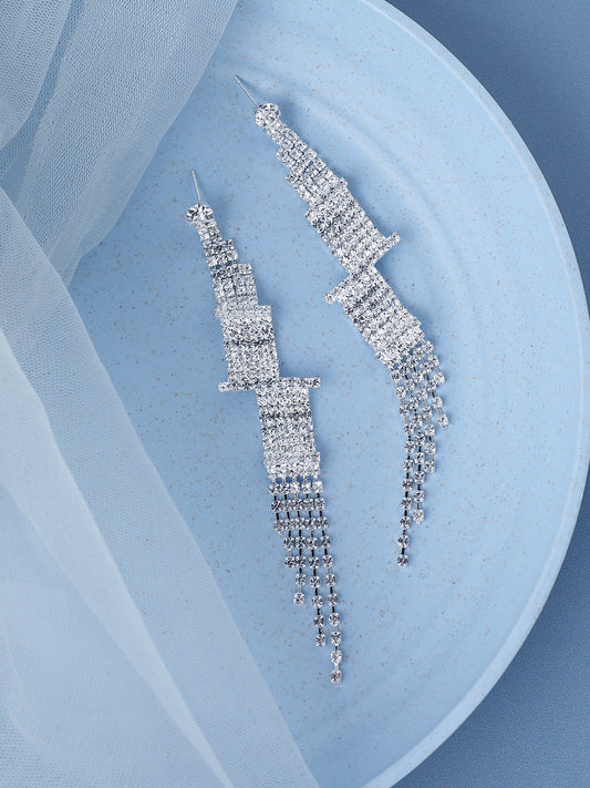 Silver Plated Designer Stone Party Drop Earring For Women