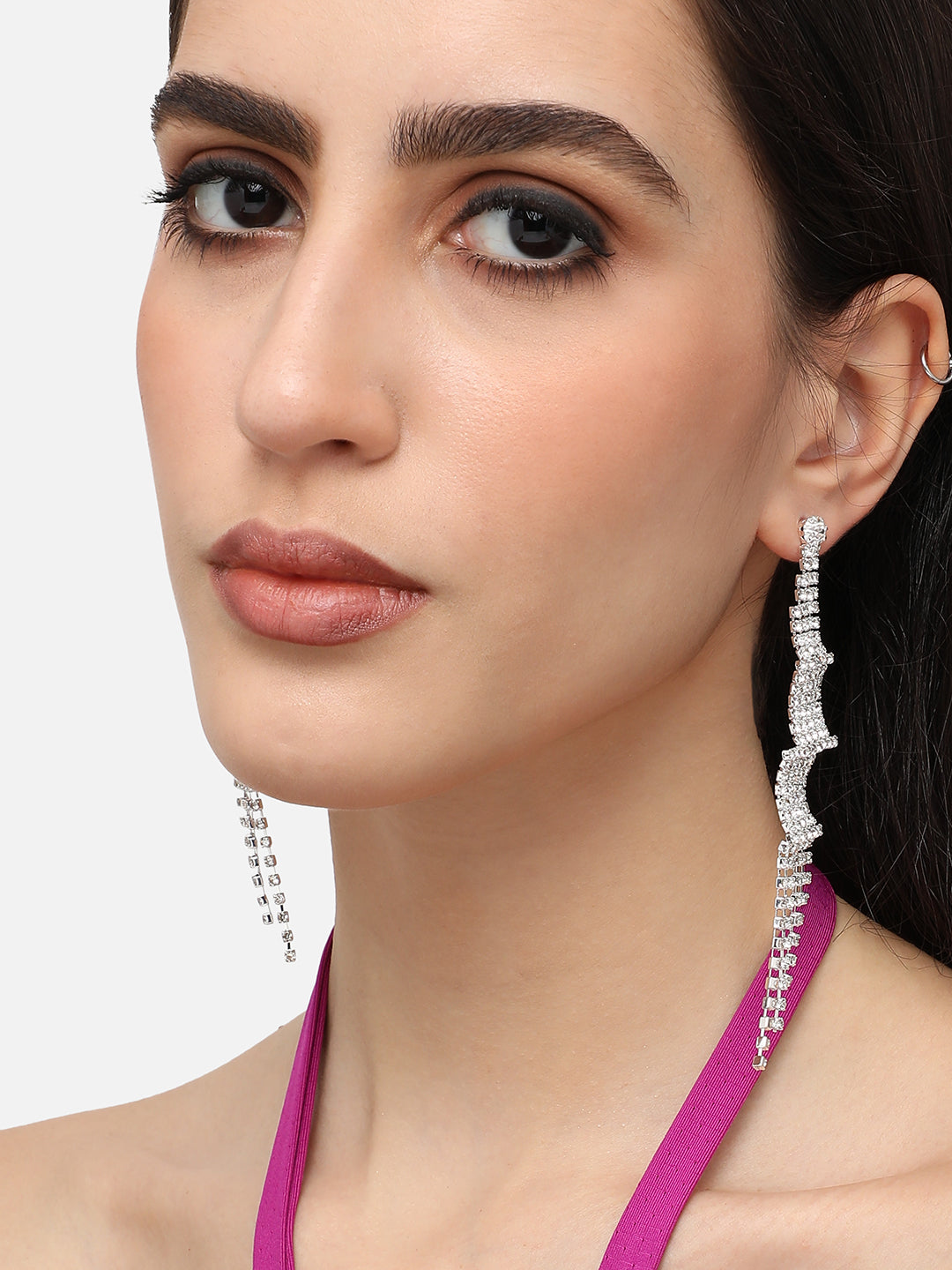Silver Plated Designer Stone Party Drop Earring For Women