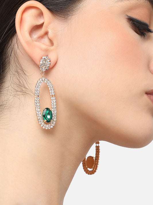 Gold Plated Designer Stone Party Drop Earring For Women
