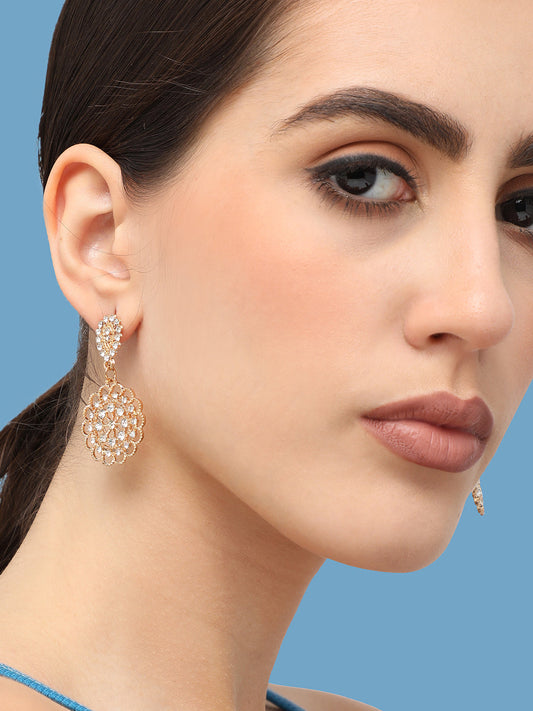 Silver Plated Designer Stone Party Drop Earring For Women