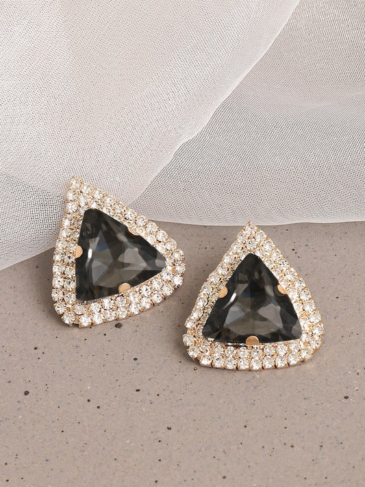 Gold Plated Designer Stone Party Stud For Women