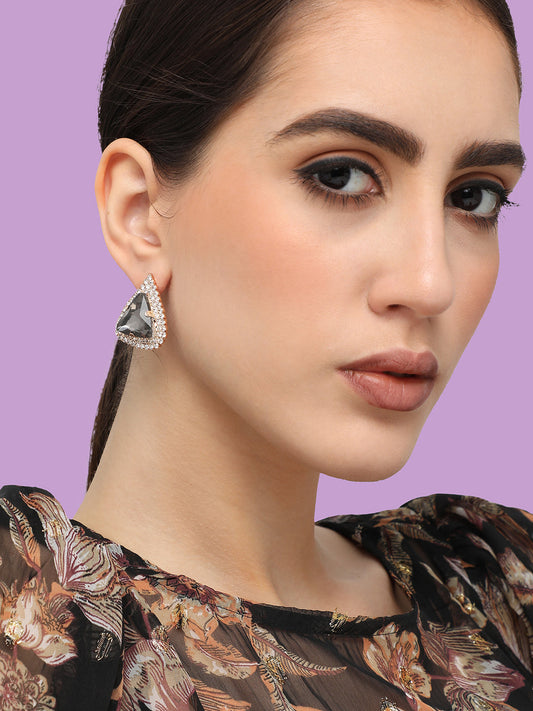 Gold Plated Designer Stone Party Stud For Women