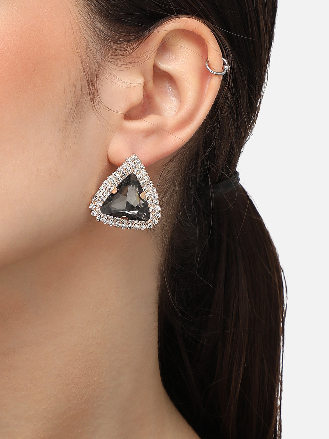Gold Plated Designer Stone Party Stud For Women