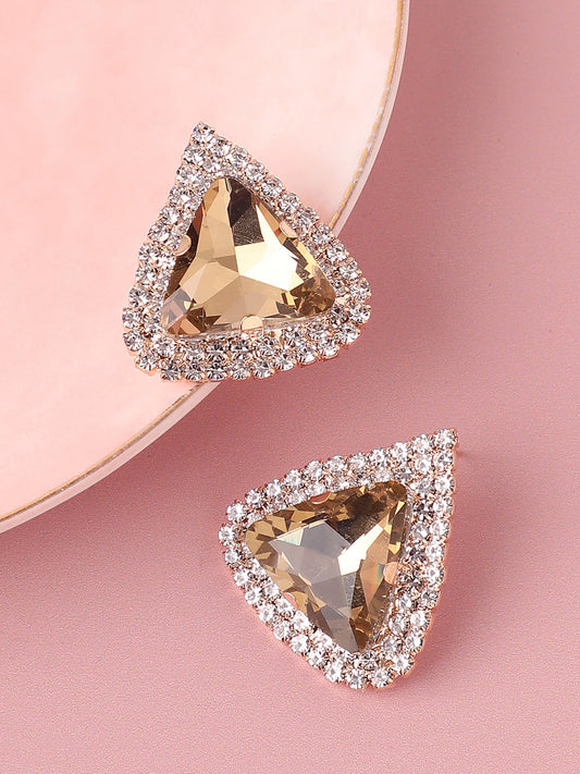 Gold Plated Designer Stone Party Stud For Women