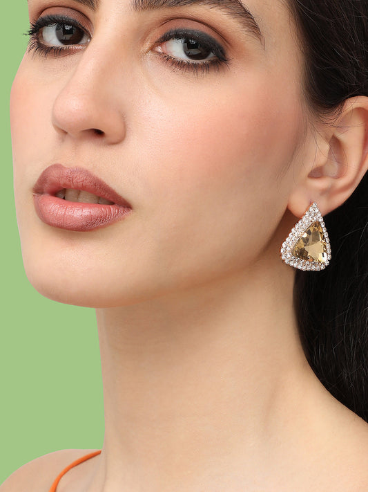 Gold Plated Designer Stone Party Stud For Women