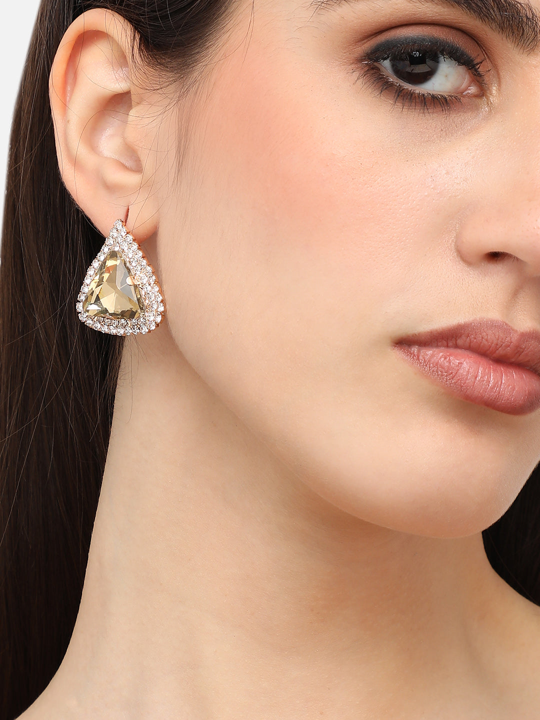 Gold Plated Designer Stone Party Stud For Women