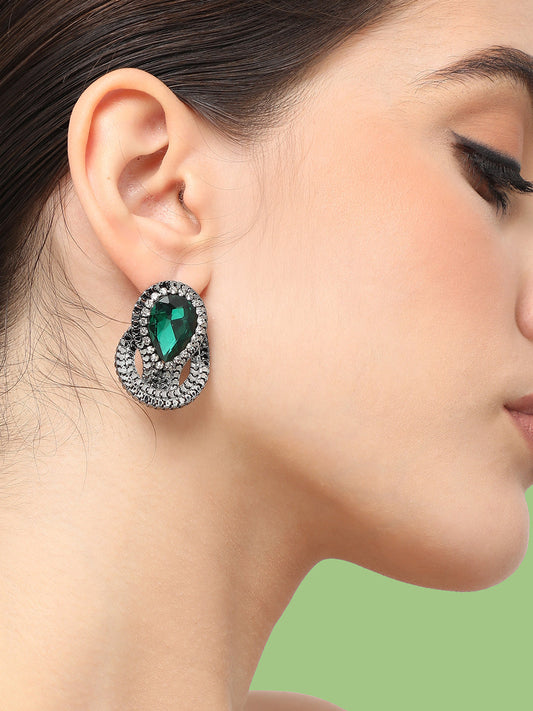 Gold Plated Designer Stone Party Stud For Women