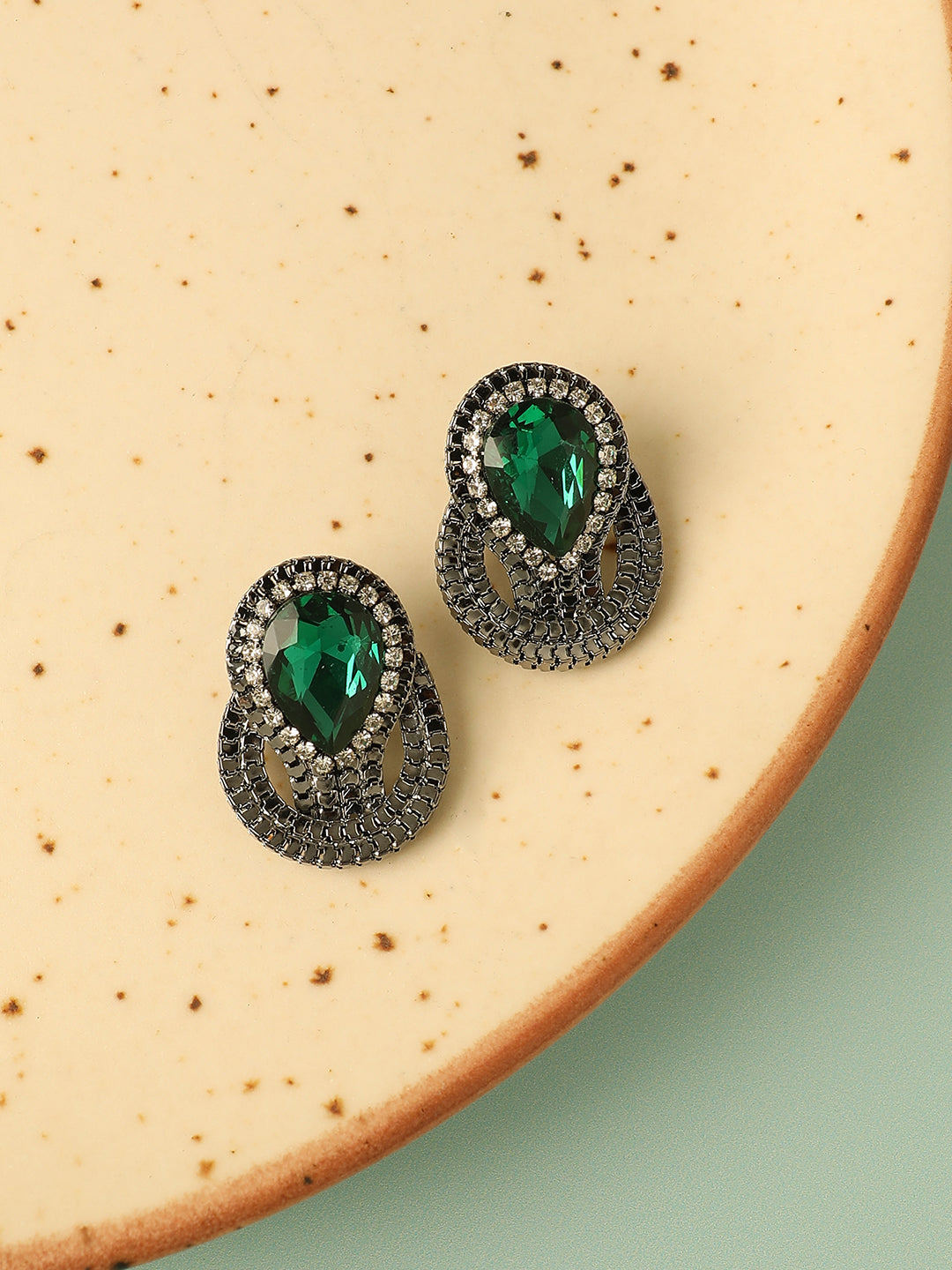 Gold Plated Designer Stone Party Stud For Women