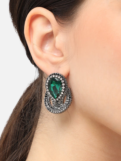Gold Plated Designer Stone Party Stud For Women