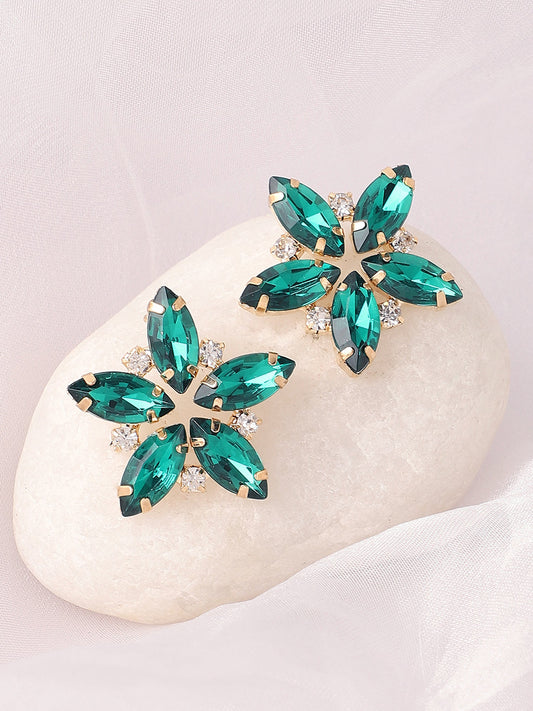 Gold Plated Designer Stone Party Stud For Women
