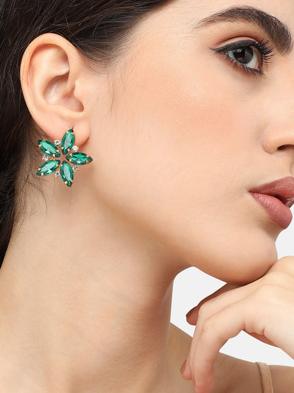 Gold Plated Designer Stone Party Stud For Women