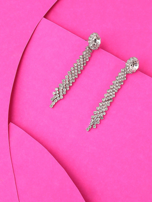 Silver Plated Designer Stone Party Drop Earring For Women