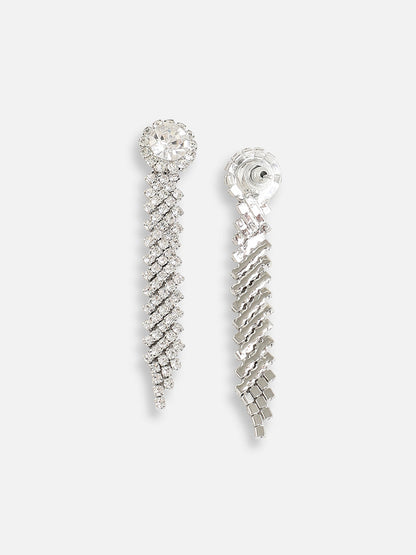Silver Plated Designer Stone Party Drop Earring For Women