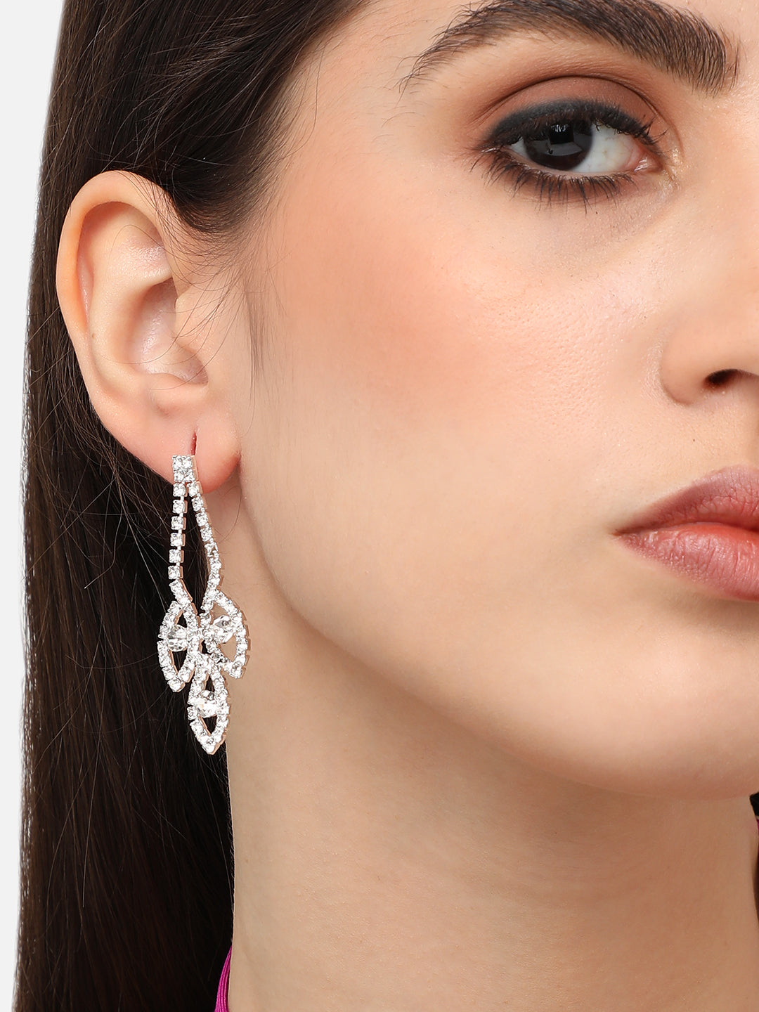Silver Plated Designer Stone Party Drop Earring For Women