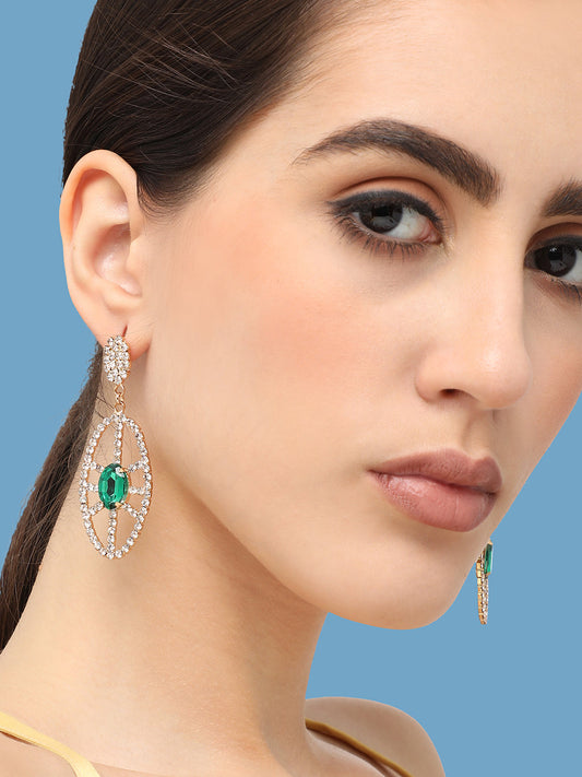 Gold Plated Designer Stone Party Drop Earring For Women