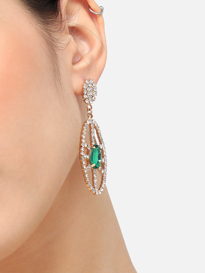 Gold Plated Designer Stone Party Drop Earring For Women