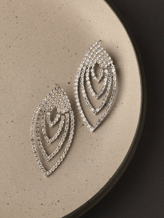 Silver Plated Designer Stone Party Drop Earring For Women