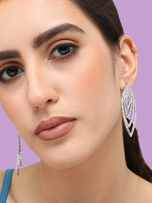 Silver Plated Designer Stone Party Drop Earring For Women