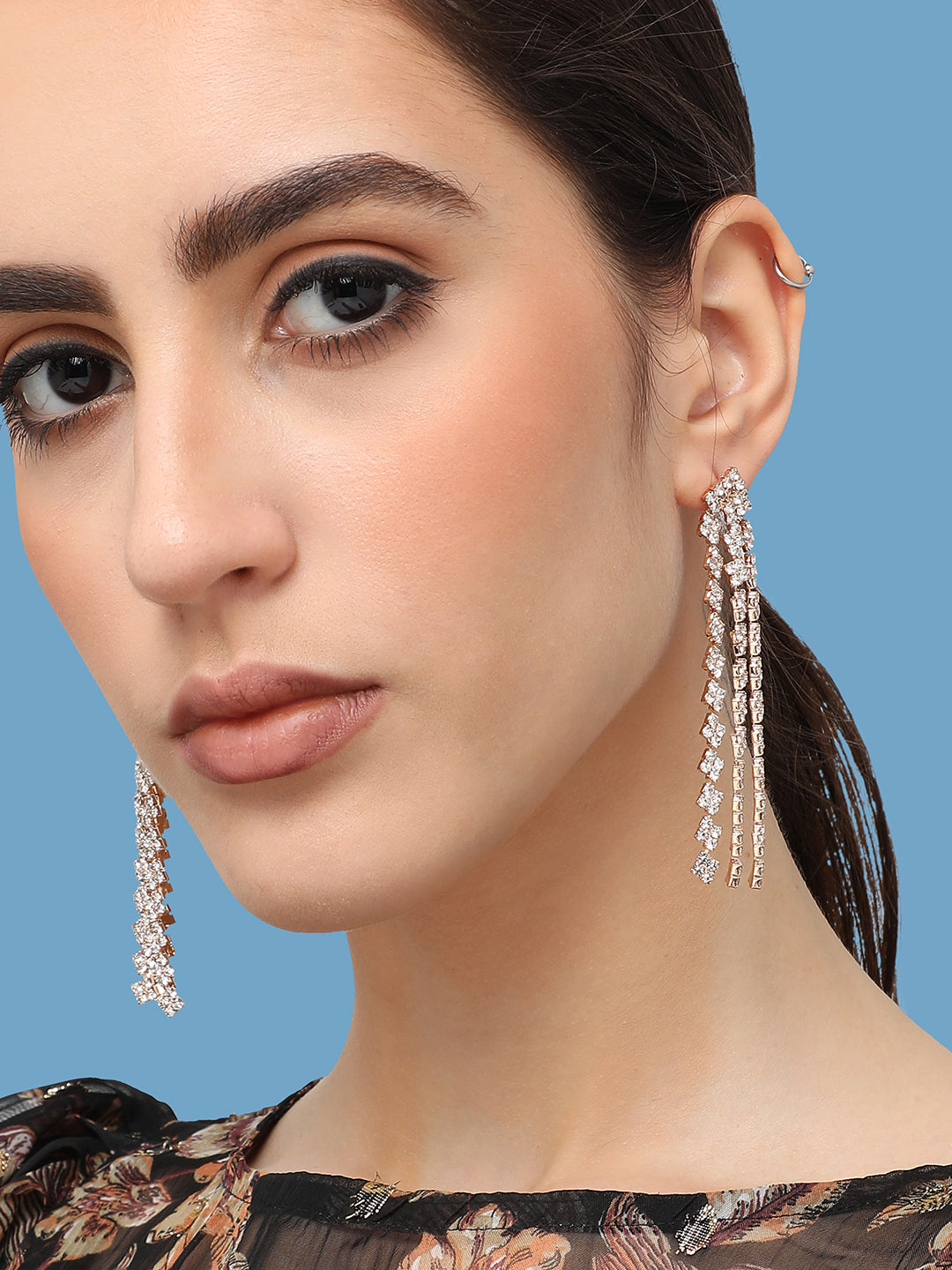 Silver Plated Designer Stone Party Drop Earring For Women