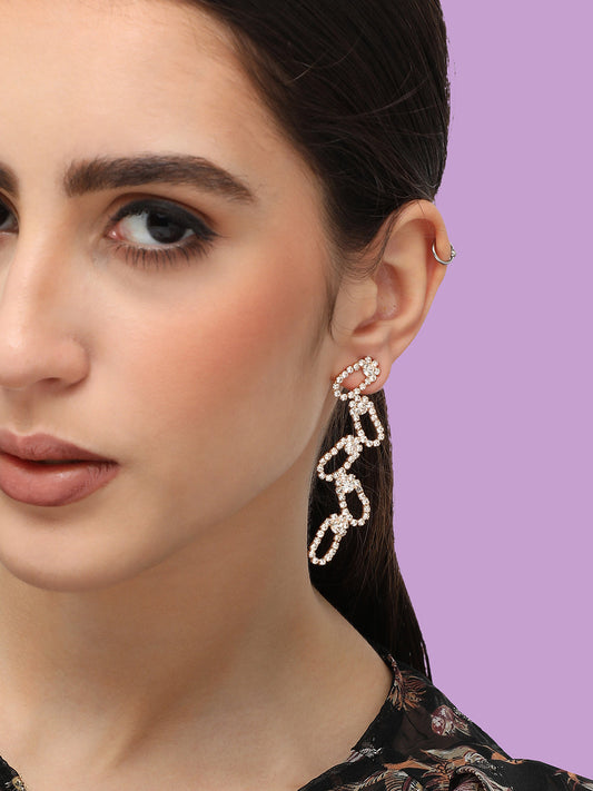 Silver Plated Designer Stone Party Drop Earring For Women