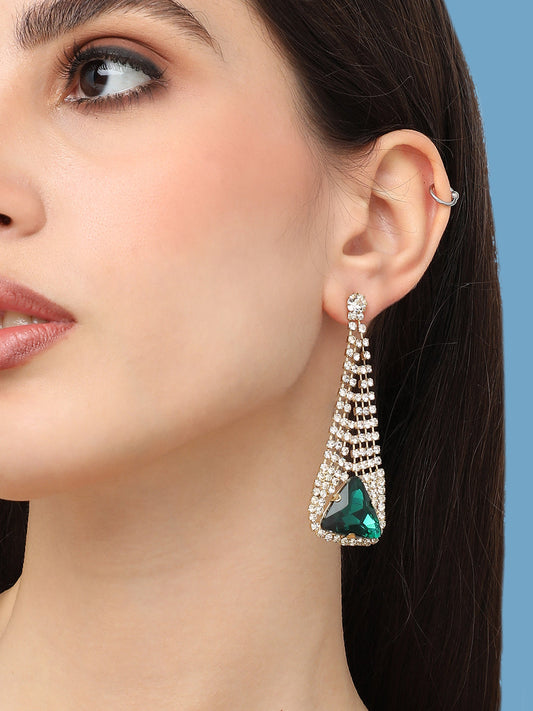 Gold Plated Designer Stone Party Drop Earring For Women