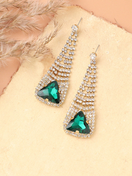 Gold Plated Designer Stone Party Drop Earring For Women