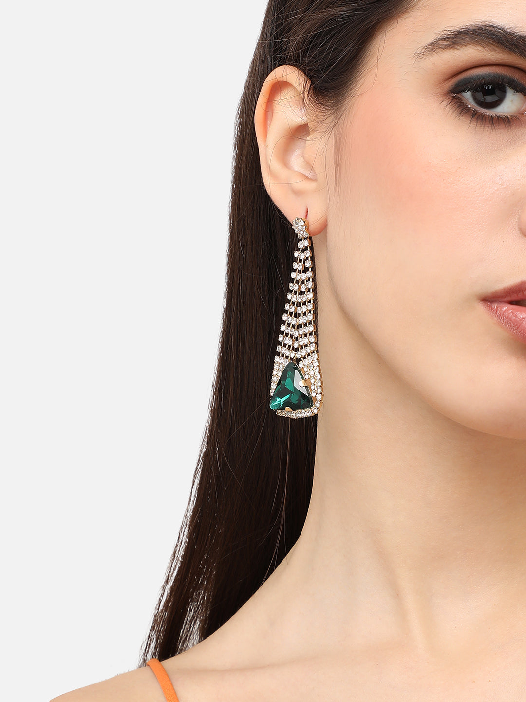 Gold Plated Designer Stone Party Drop Earring For Women