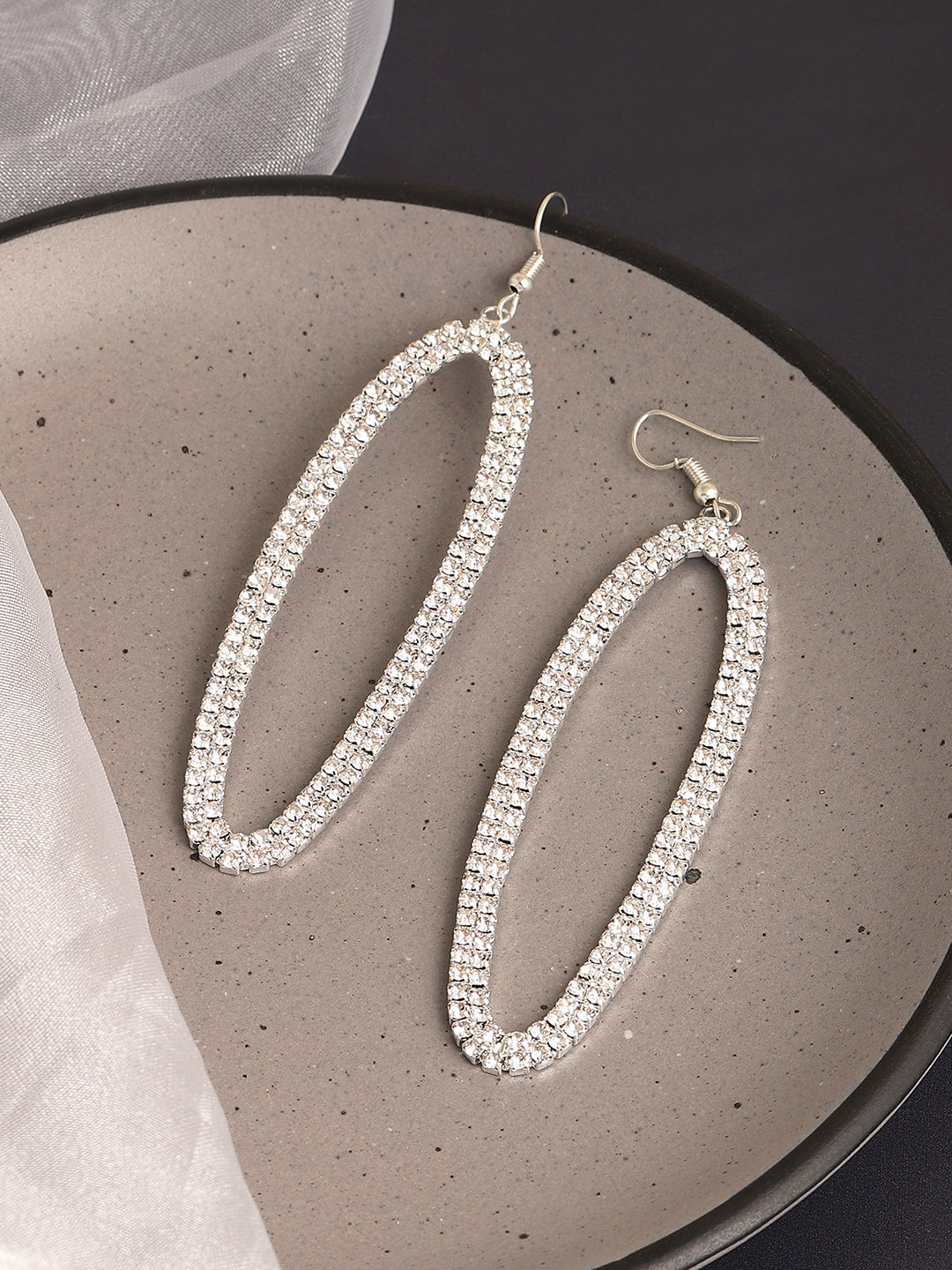 Silver Plated Designer Stone Party Drop Earring For Women