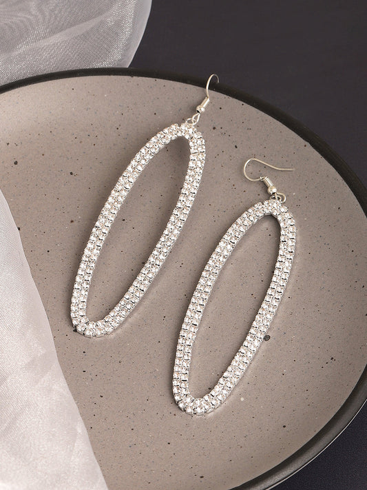 Silver Plated Designer Stone Party Drop Earring For Women