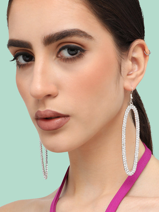 Silver Plated Designer Stone Party Drop Earring For Women