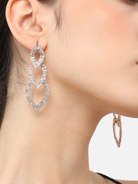 Silver Plated Designer Stone Party Drop Earring For Women