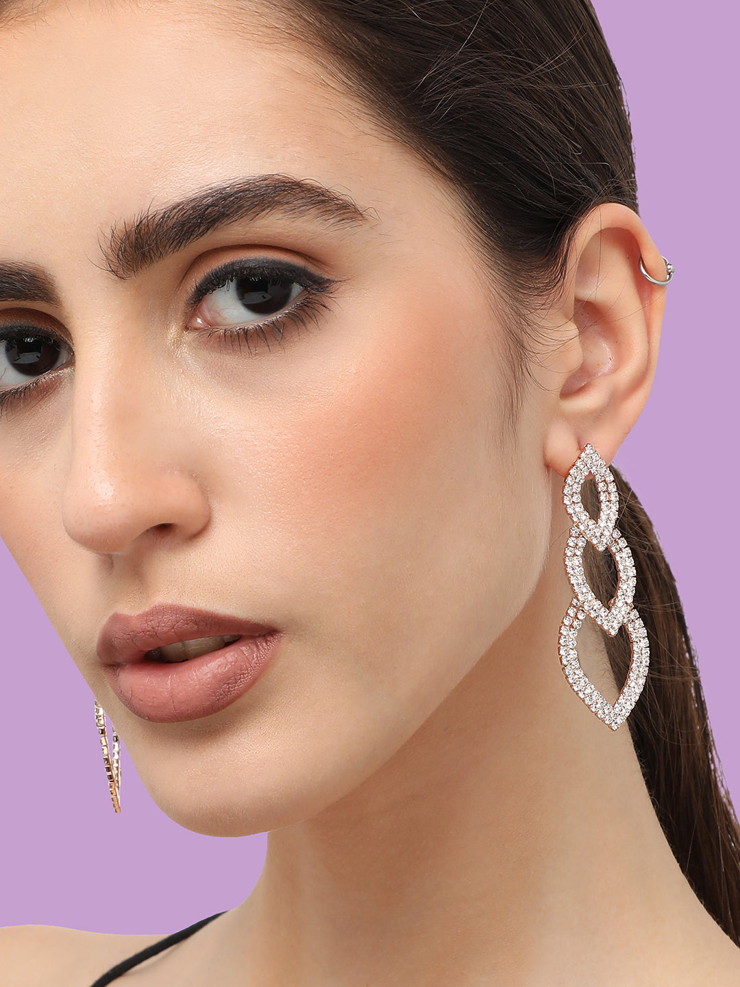 Silver Plated Designer Stone Party Drop Earring For Women