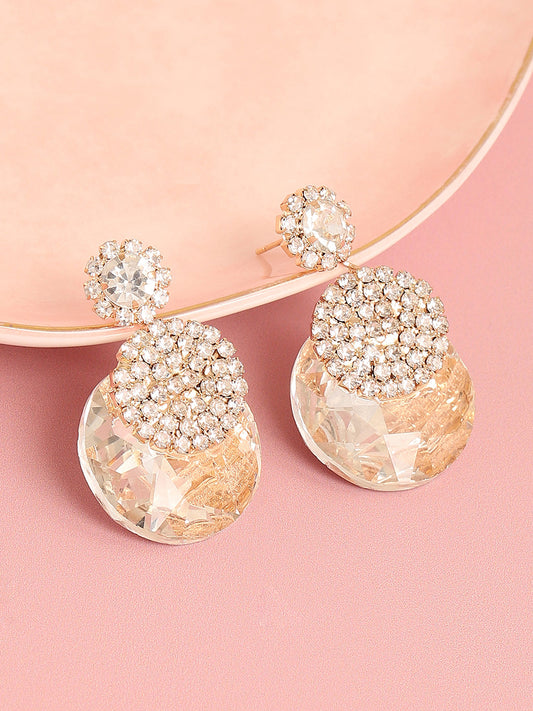 Gold Plated Designer Stone Party Drop Earring For Women