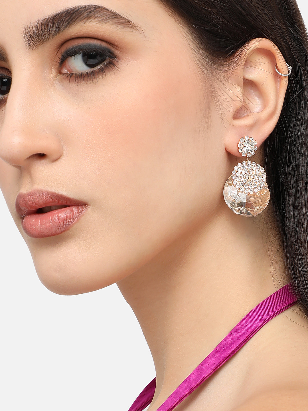 Gold Plated Designer Stone Party Drop Earring For Women