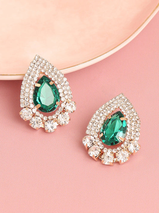 Gold Plated Designer Stone Party Stud For Women