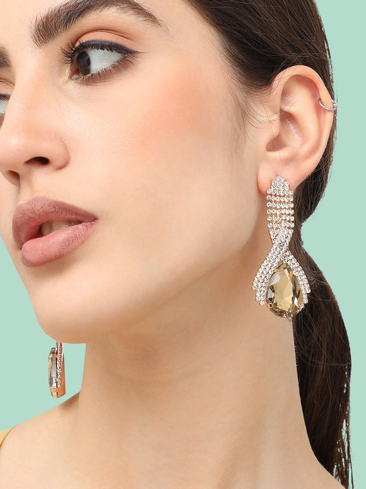 Silver Plated Designer Stone Party Drop Earring For Women