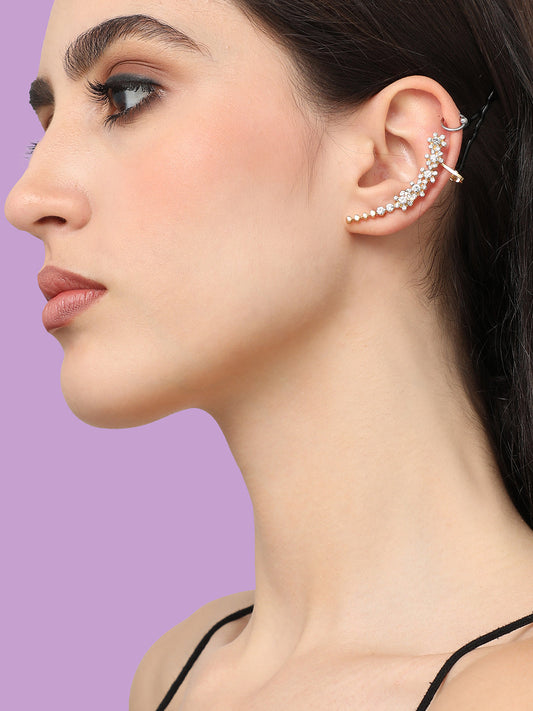 Gold Plated Designer Stone Party Ear Cuff For Women