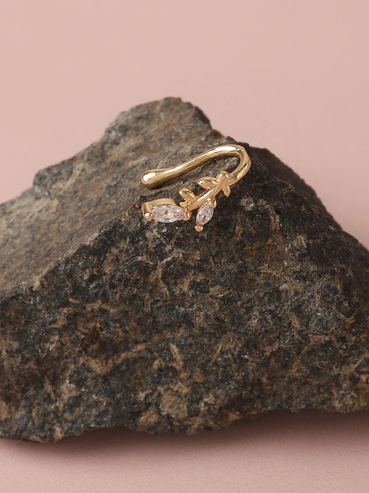 Gold Plated Designer Stone Nose Pin For Women